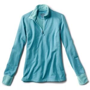 Orvis Horseshoe Hills Quarter Zip Fleece Longsleeve Blue Teal Sz M Excellent